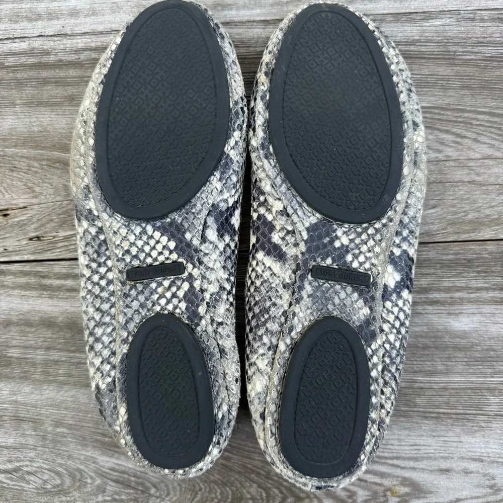 Tory Burch Minnie Snakeskin Ballet Flats Roccia‎ Python Size 6